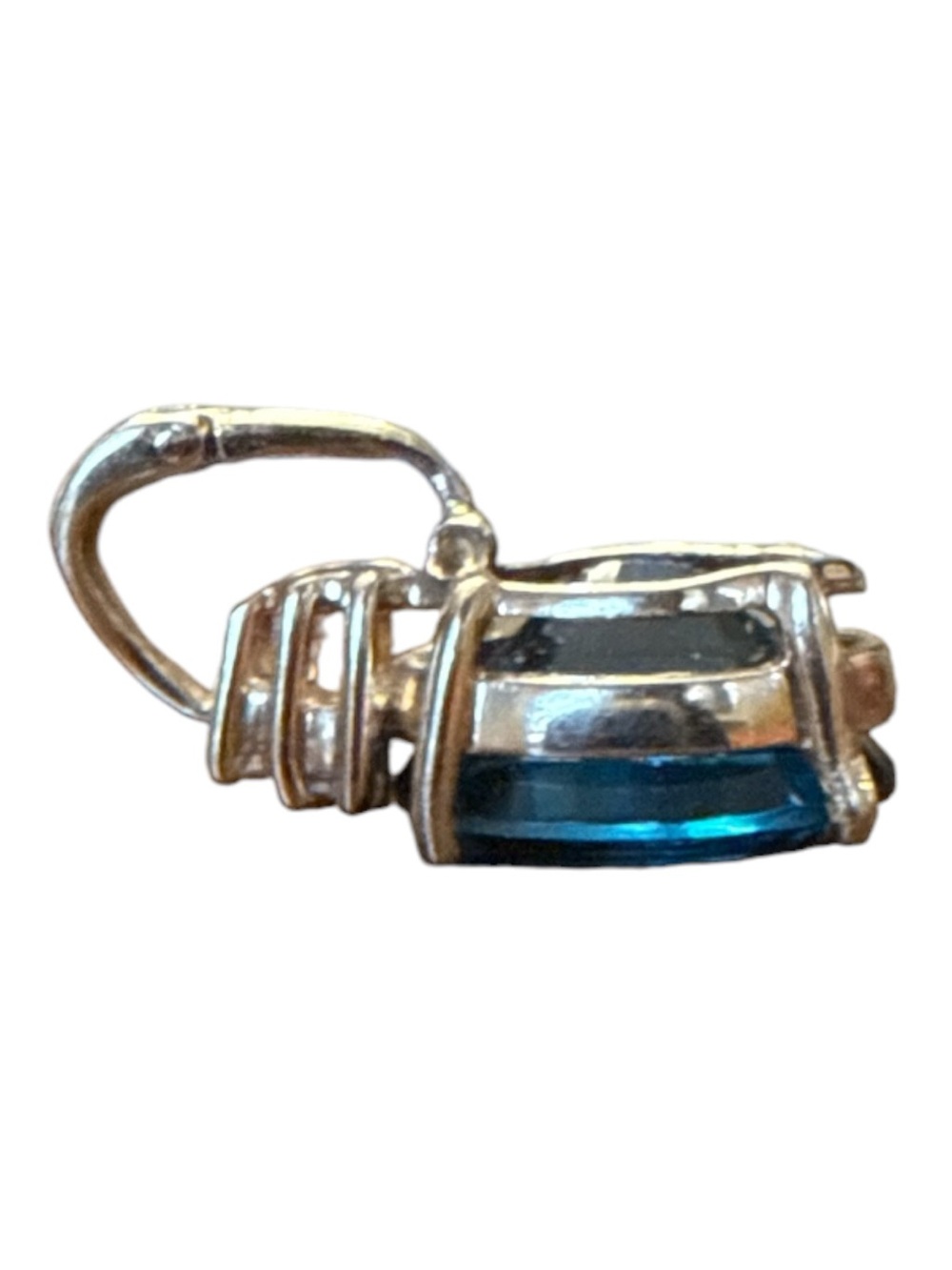 14K Gold London Blue Topaz Pendant Necklace Fine Jewelry Oval Diamond Accent - Picture 4 of 10